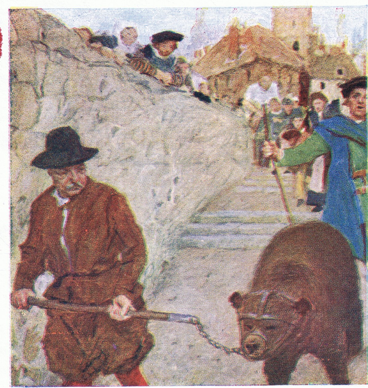 يشاهد شكسبير دبًا في طريقه إلى حديقة الدب في Bankside ، من My Magazine ، pub.1922 بواسطة وليام هاثريل