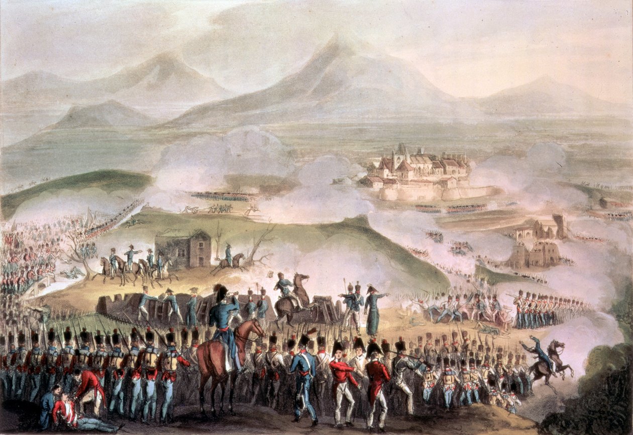 معركة تولوز ، 10 أبريل 1814 ، نقشها توماس ساذرلاند (BC1785) (أكواتينت) بواسطة وليام هيث