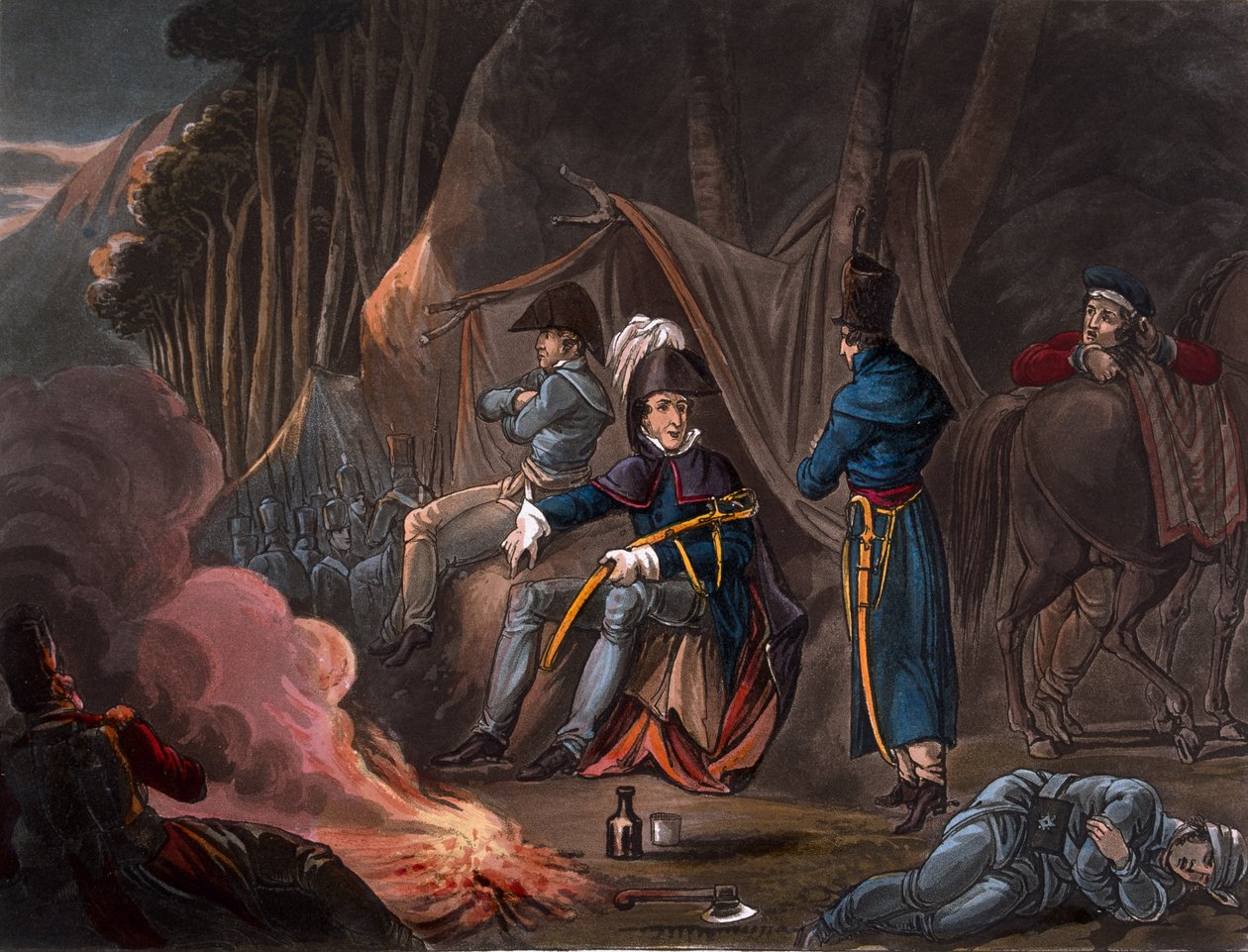 التوقف في جبال البرانس في يوليو 1813 ، محفورة من قبل جي سي ستادلر ، نشرها توماس تيج ، 1818 بواسطة وليام هيث