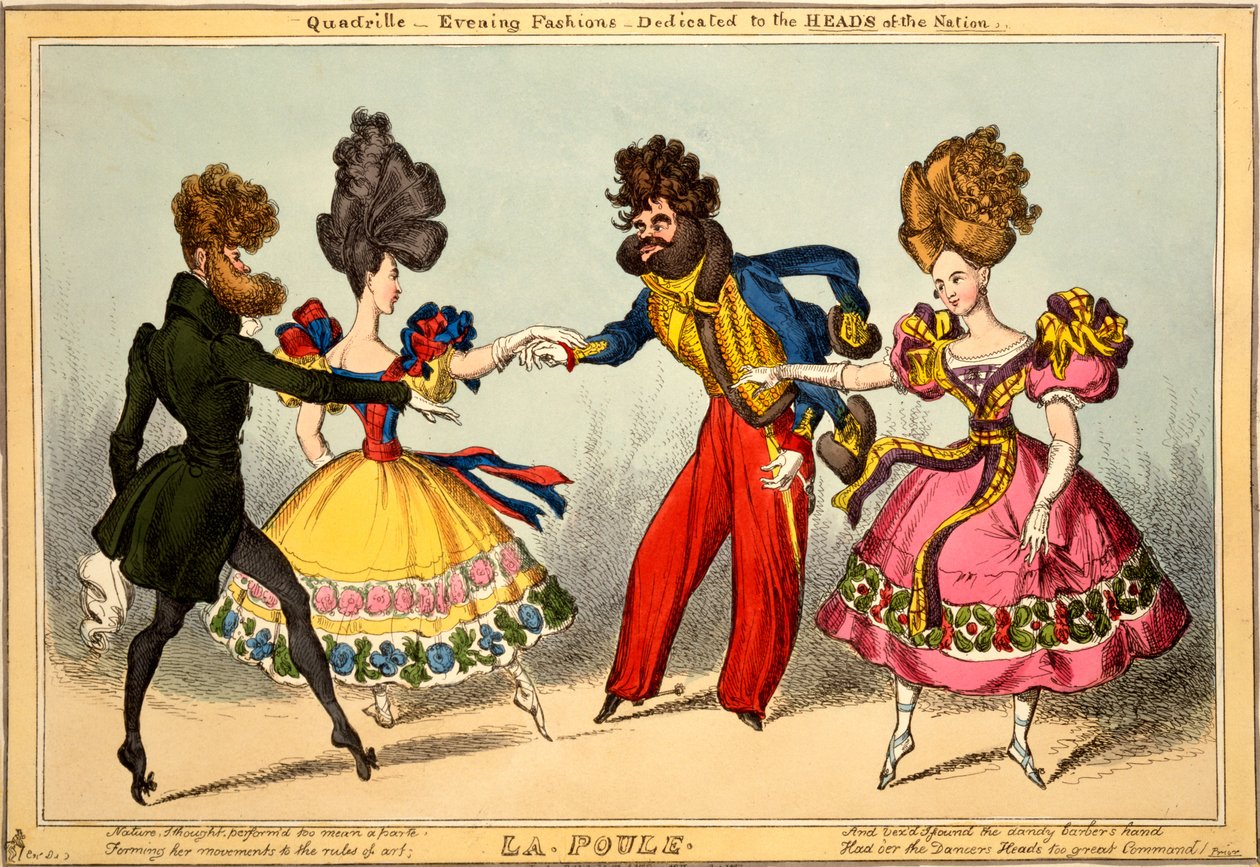 لا بول. Quadrille - أزياء مسائية ، مخصصة لرؤوس الأمة ، 1827 (نقش يدوي) بواسطة وليام هيث
