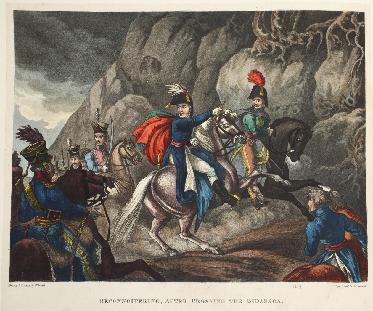 إعادة ترميم ، بعد عبور Bidassoa ، aquatint من قبل JC Stadler ، حانة. بواسطة Tegg ، أبريل 1818 (أكواتينت) بواسطة وليام هيث