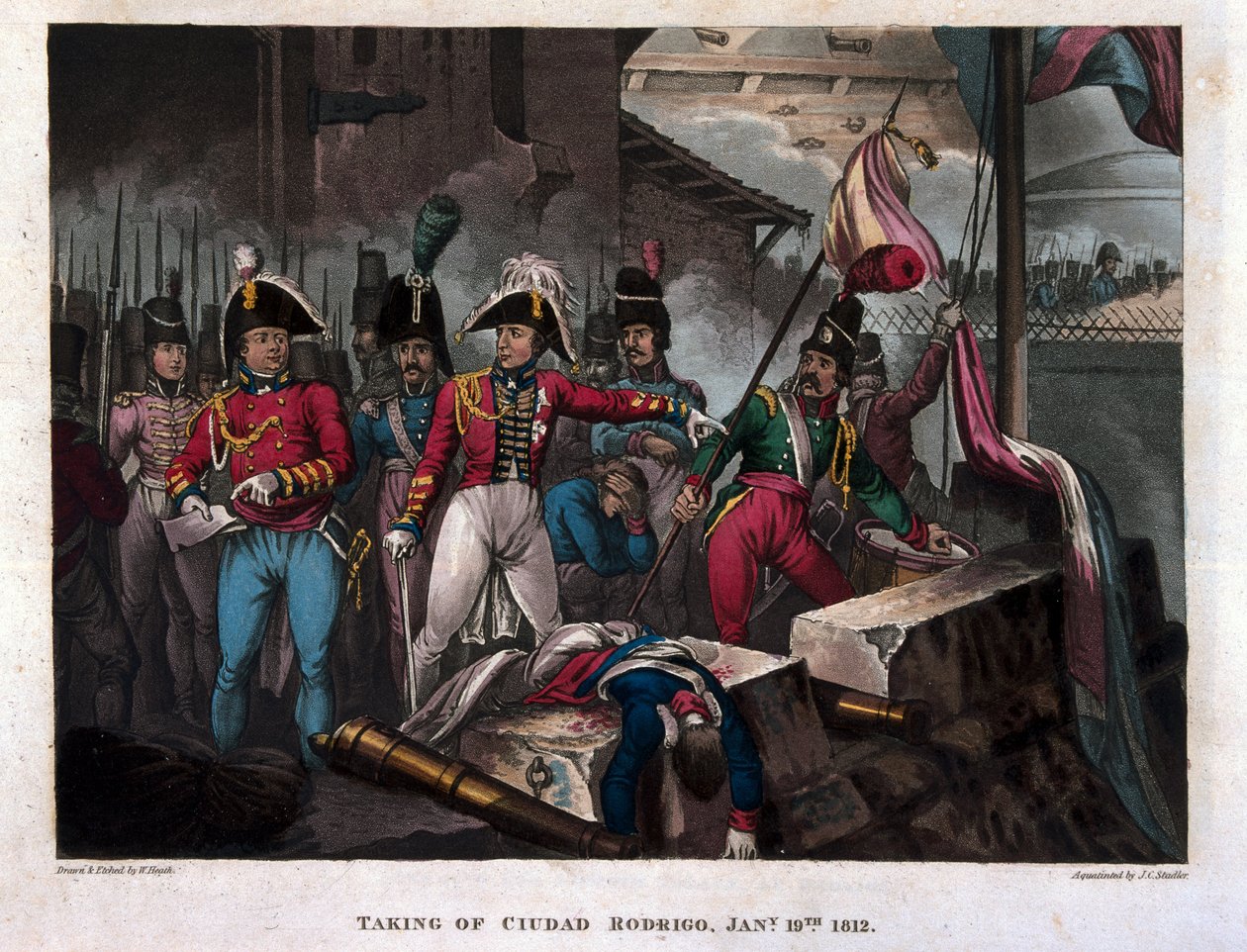 الاستيلاء على سيوداد رودريغو في 19 يناير 1812 ، نشر 1818 (أكواتينت) بواسطة وليام هيث