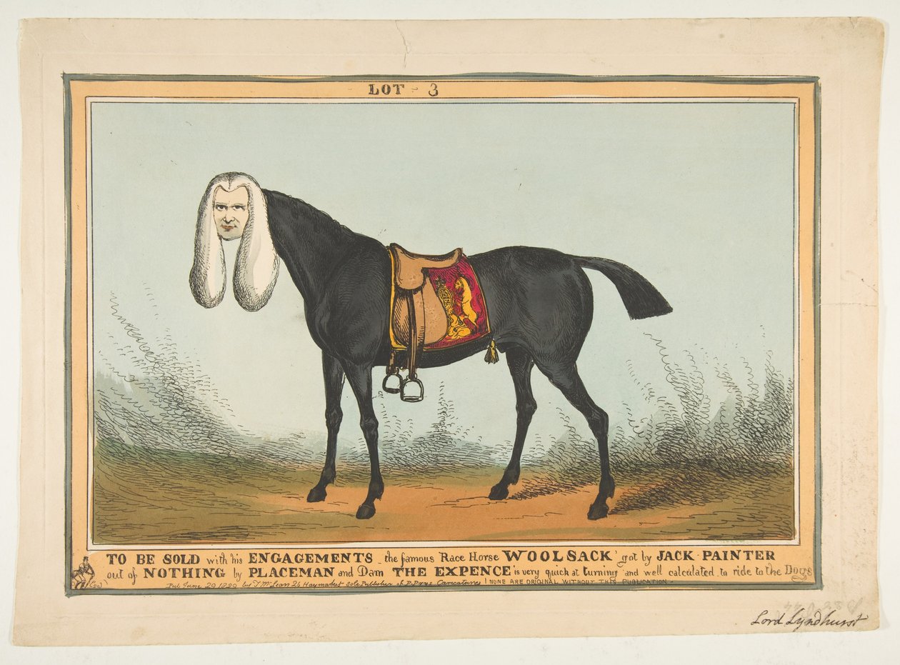 ليتم بيعه مع جميع مشاركاته - سباق الخيل الشهير Woolsack ، 29 يونيو 1829. بواسطة وليام هيث