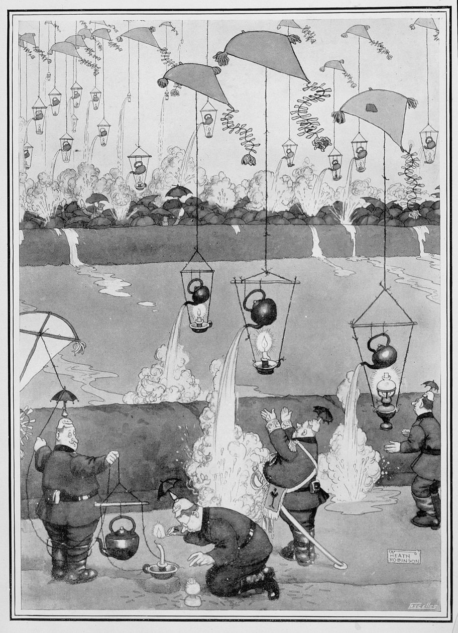 هجوم غلاية الطيران ، من بعض صور الحرب المخيفة ، 1915 (مطبوعة) بواسطة وليام هيث روبنسون