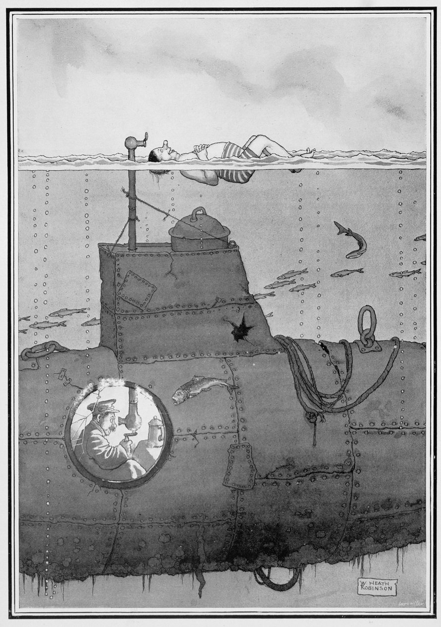 غواصة ، من بعض صور الحرب المخيفة ، 1915 (مطبوعة) بواسطة وليام هيث روبنسون