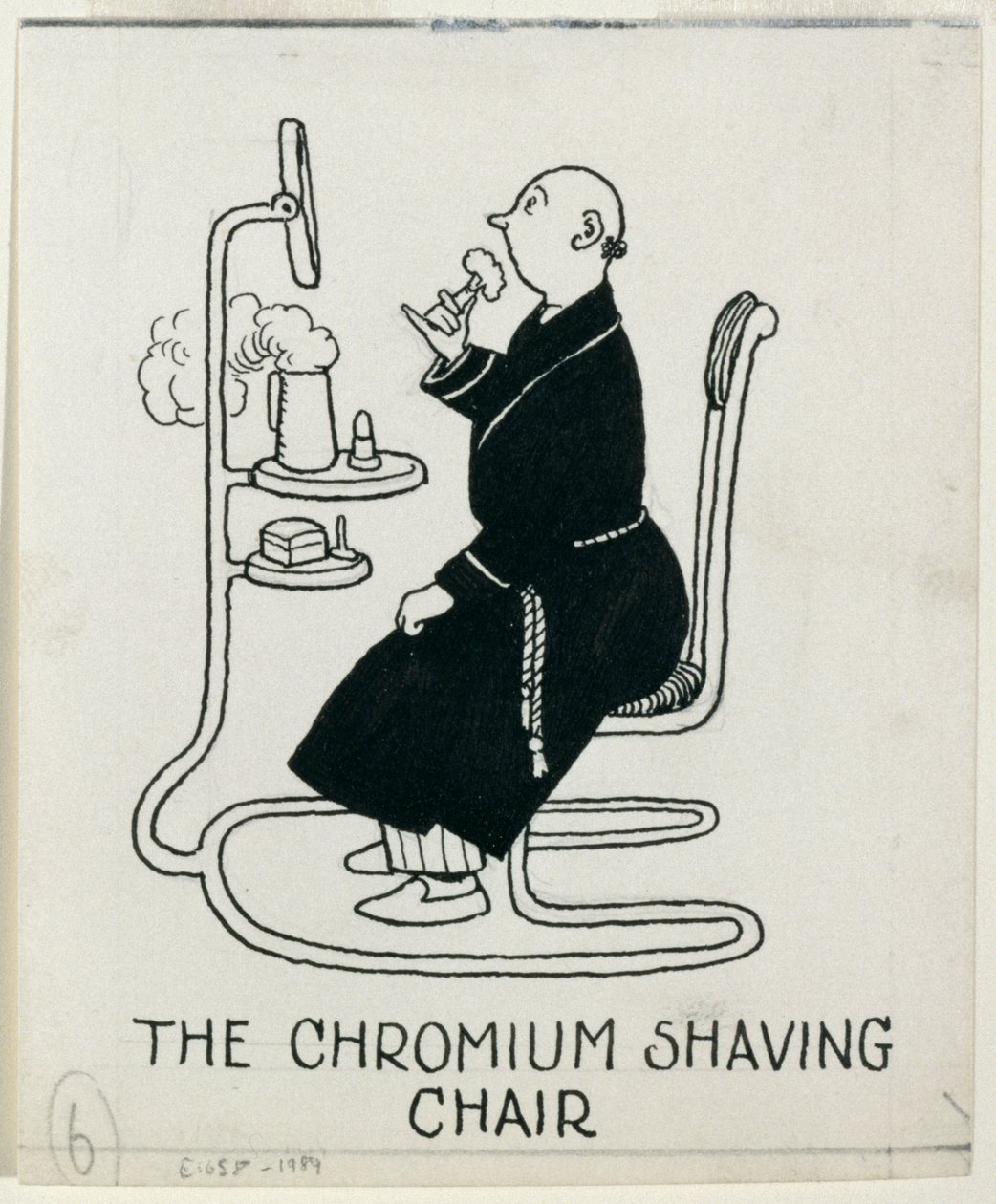 "كرسي الحلاقة Chromium" ، تفاصيل من "كيف تعيش في شقة" ، نُشر عام 1936 بواسطة وليام هيث روبنسون