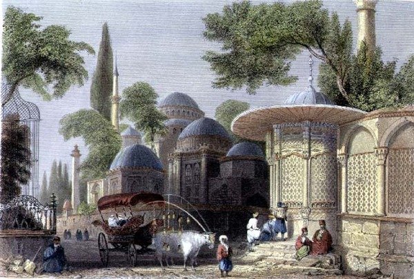 نافورة ومسجد شاهزاد ، نقشها روبرتس ساندز (1792-1855) حوالي 1850 (أكواتينت) بواسطة وليام هنري (بعد) بارتليت