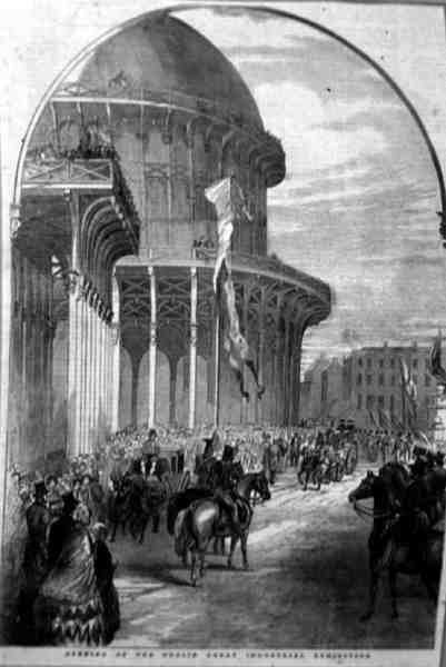 افتتاح المعرض الصناعي الكبير لعام 1853 في دبلن ، من "مشهد وآثار أيرلندا" لجورج فيرتو بواسطة وليام هنري (بعد) بارتليت