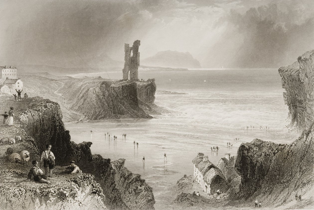 Ballybunnion ، County Kerry ، Ireland ، from &39;Scenery and Antiquities of Ireland&39; by George Virtue، 1860s بواسطة وليام هنري بارتليت