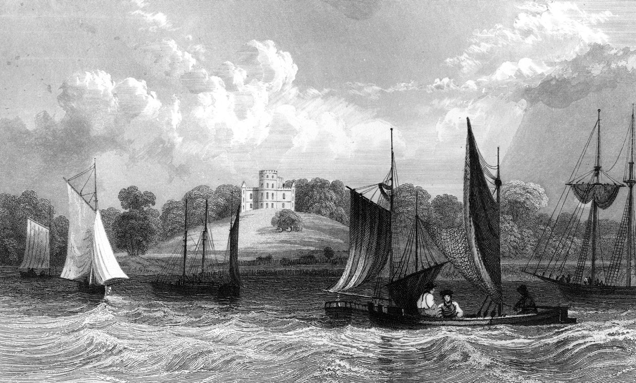 قلعة بلمونت ، بالقرب من غرايس ثوروك ، إسيكس ، نقشها هنري واليس ، 1832 بواسطة وليام هنري بارتليت