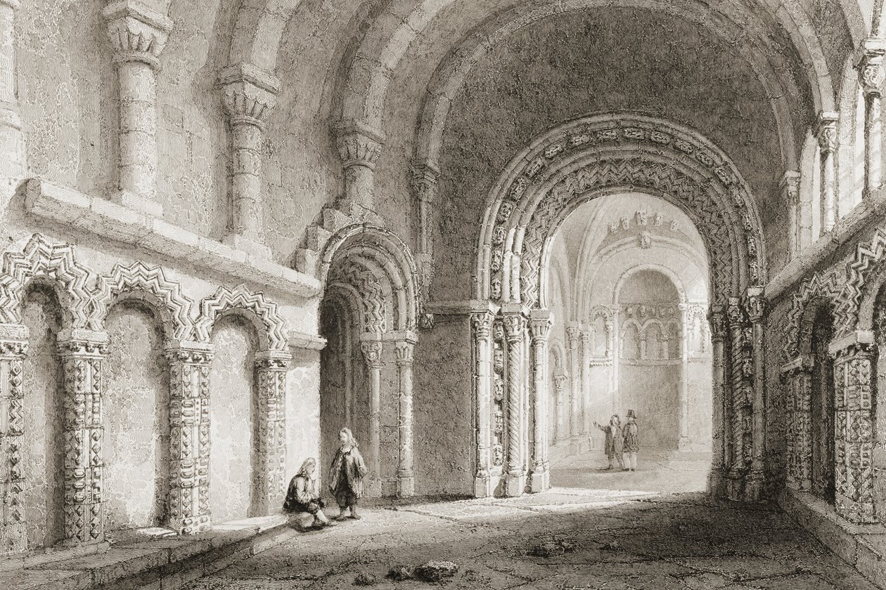 كنيسة كورماك (بني 1127-34) ، صخرة كاشيل ، مقاطعة تيبيراري ، أيرلندا ، من "مشهد وآثار أيرلندا" لجورج فيرتو ، 1860 بواسطة وليام هنري بارتليت