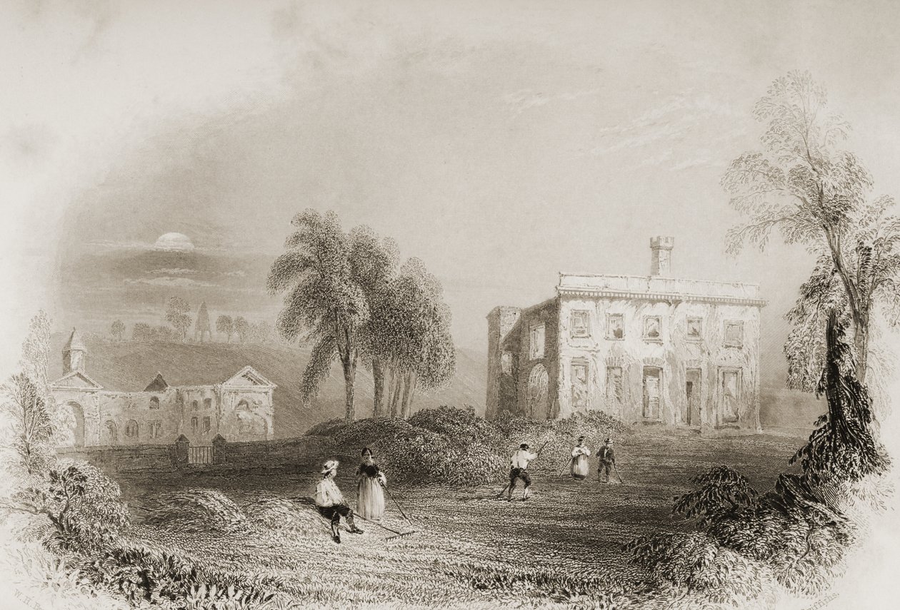 قلعة Dangan ، County Meath ، أيرلندا ، من "مشهد وآثار أيرلندا" بقلم جورج Virtue ، 1860s بواسطة وليام هنري بارتليت