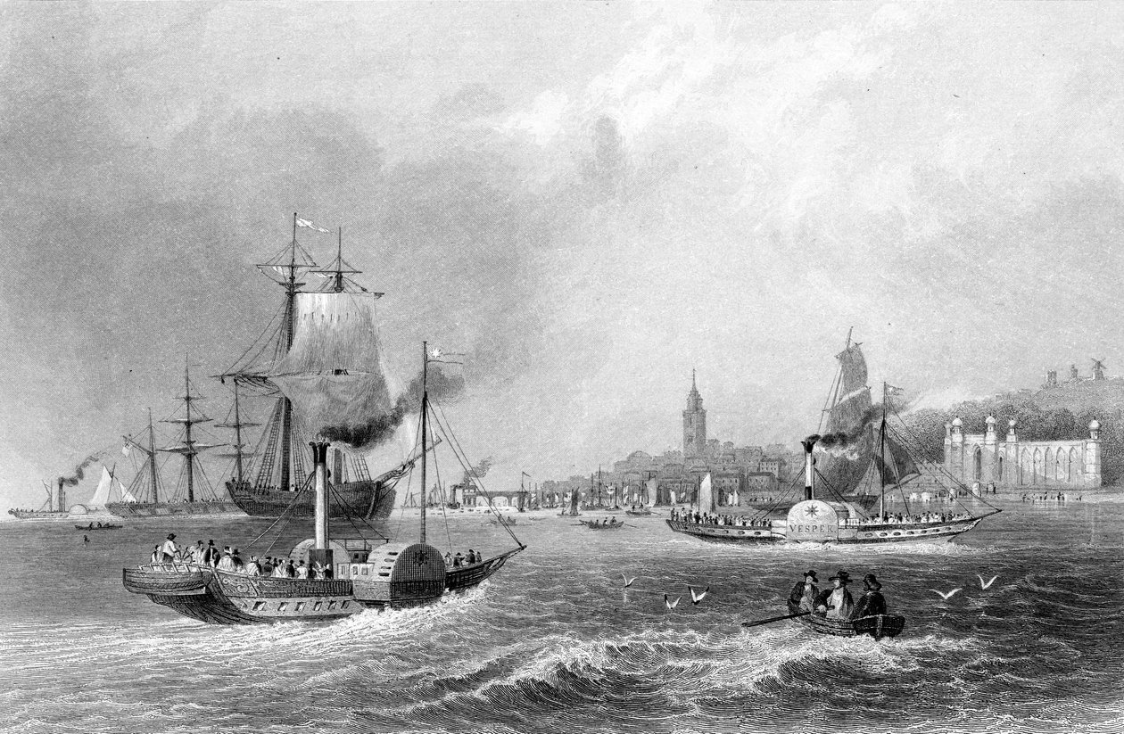 جرافسيند ، محفور من قبل هـ. أدلارد ، نُشر في "موانئ وموانئ Finden" ، 1842 بواسطة وليام هنري بارتليت