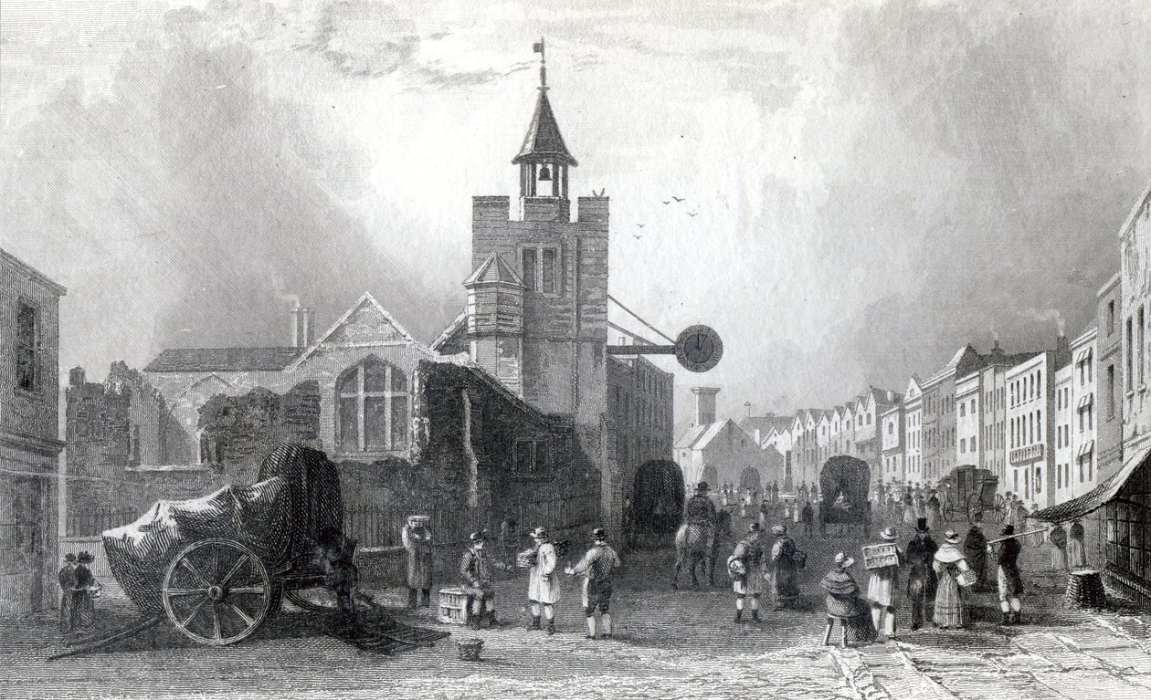 سانت هاي مع كنيسة القديس نيكولاس ، كولشستر ، إسيكس ، نقش تشارلز موترام ، 1831 (النقش) بواسطة وليام هنري بارتليت