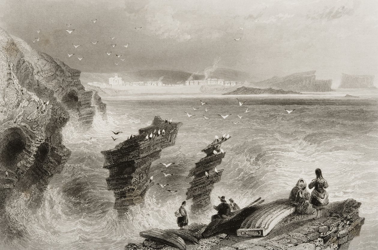 كيلكي ، مقاطعة كلير ، أيرلندا ، من "مشهد وآثار أيرلندا" بقلم جورج فيرت ، 1860 بواسطة وليام هنري بارتليت