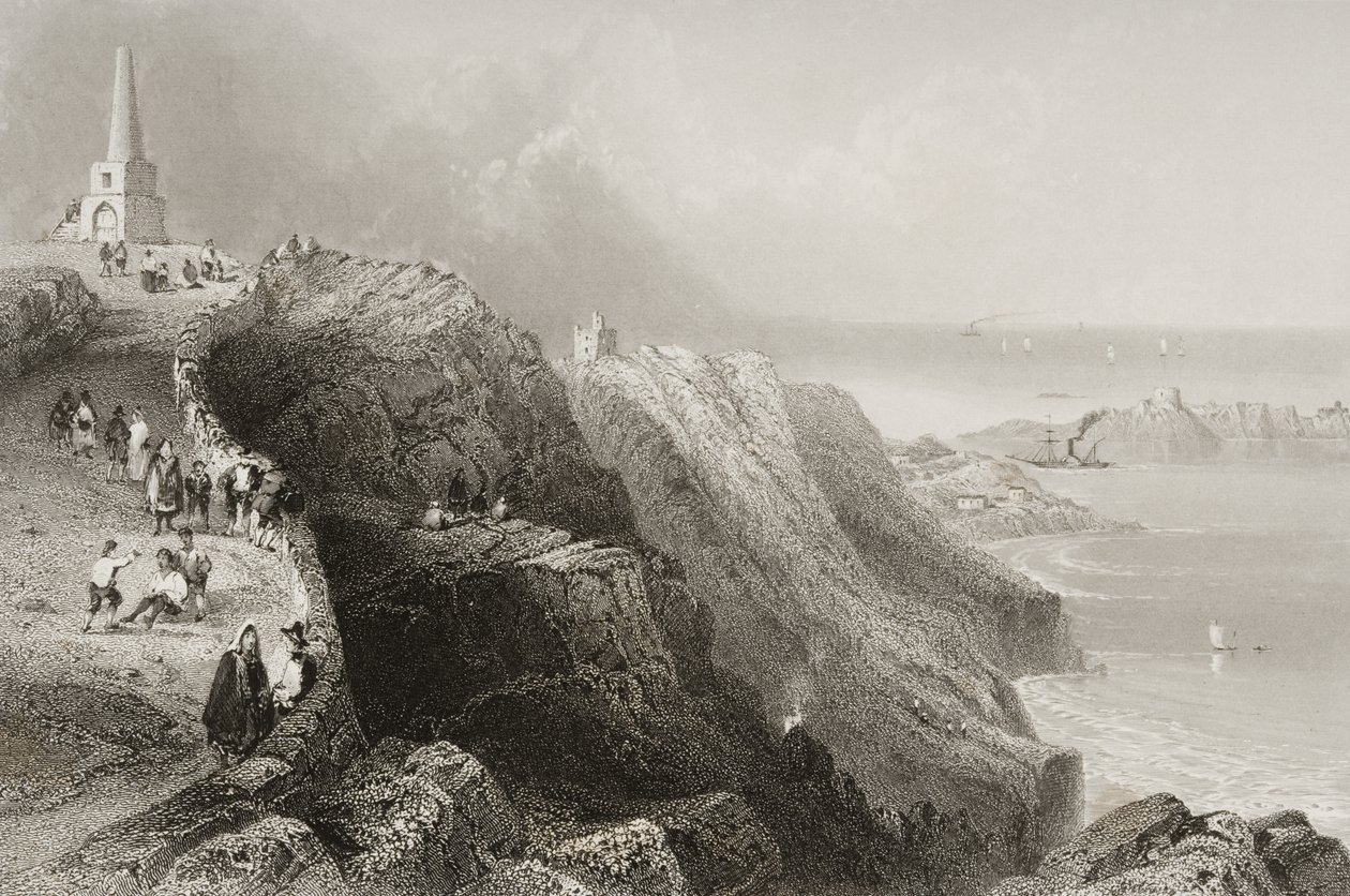 Killiney Hill ، مقاطعة دبلن ، أيرلندا ، من "مشهد وآثار أيرلندا" بقلم جورج Virtue ، 1860s بواسطة وليام هنري بارتليت