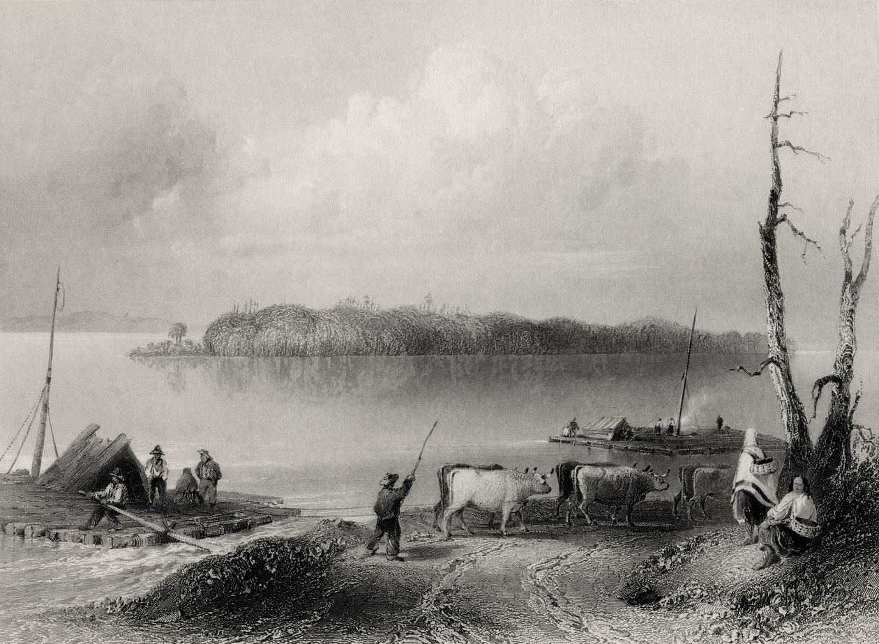 الجزيرة البحرية ، نهر نياجرا ، أونتاريو ، كندا ، محفورة بواسطة تشارلز كولسون (1815-1889) بواسطة وليام هنري بارتليت