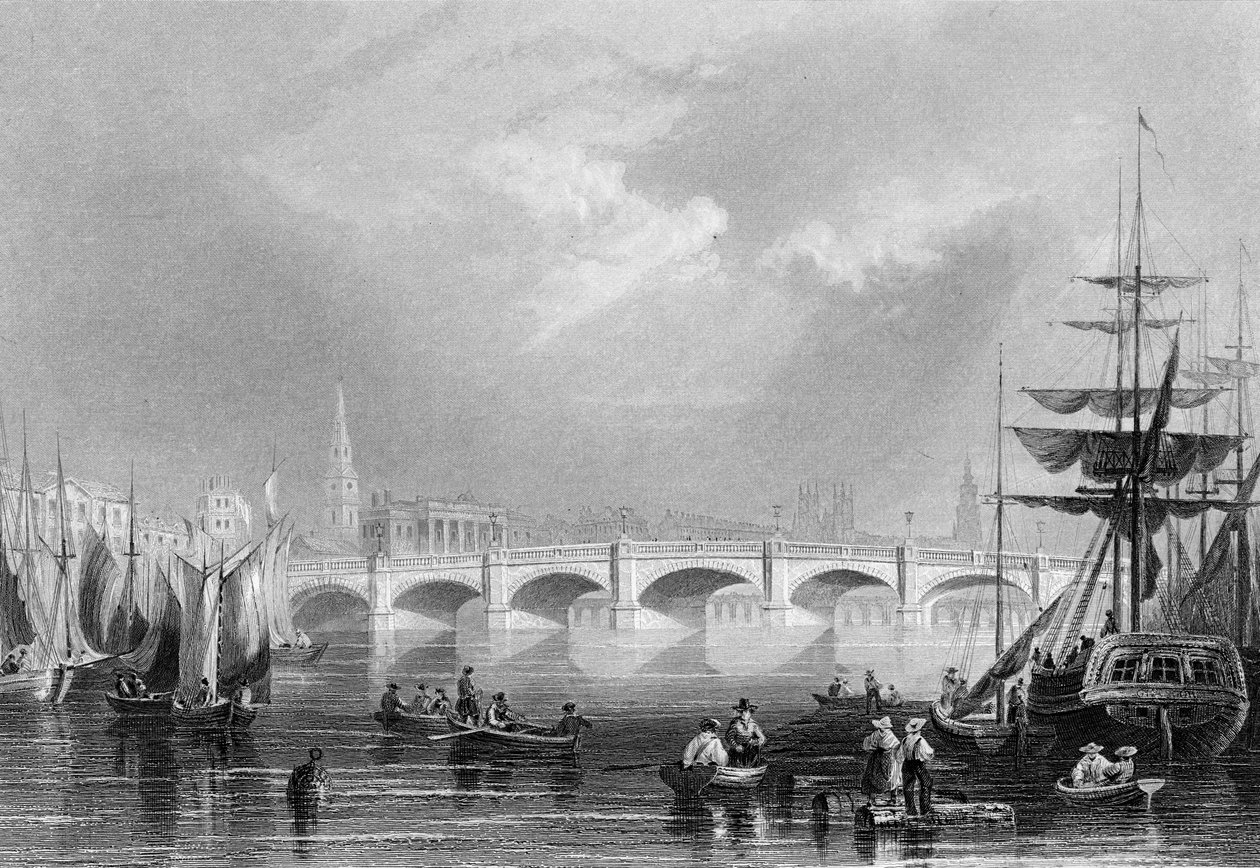 الجسر الجديد وبروميلو ، جلاسجو ، c.1840 بواسطة وليام هنري بارتليت