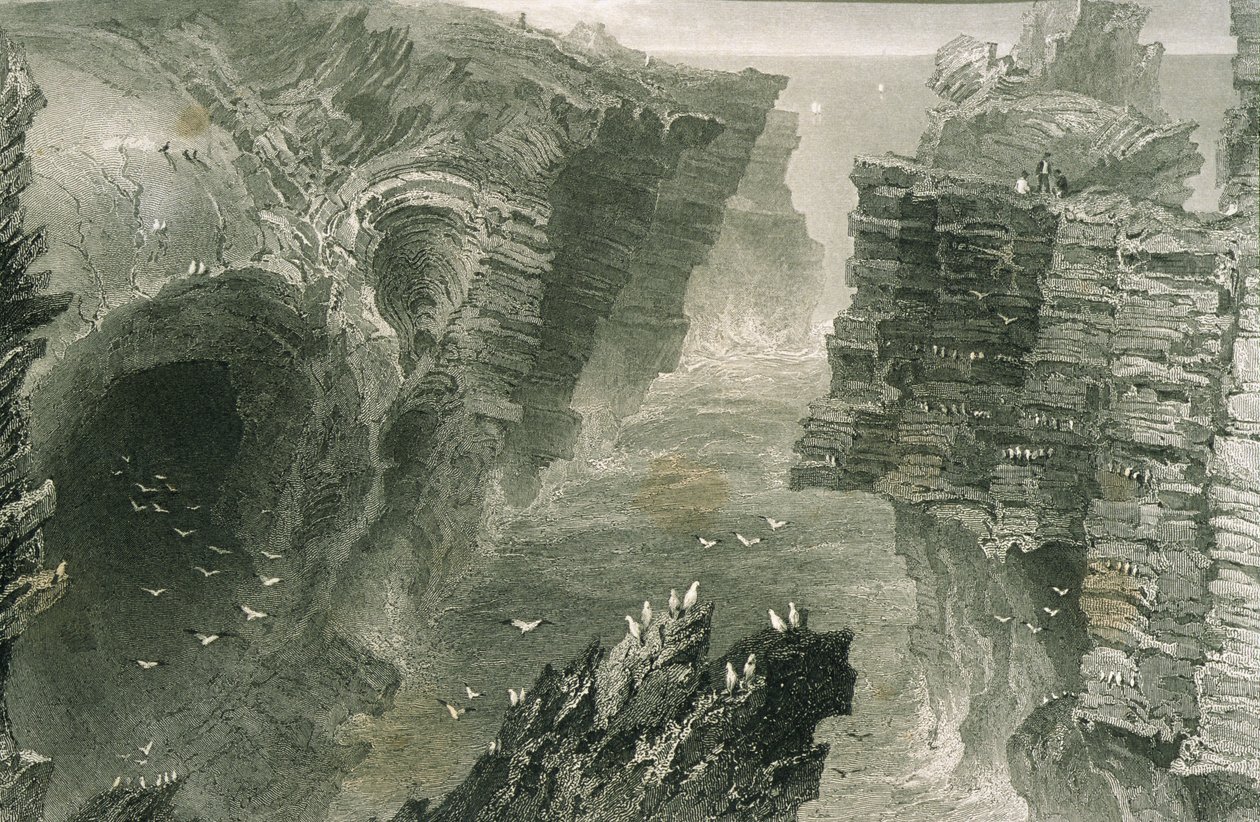 Puffin Hole at Kilkee ، County Clare ، Ireland ، from &39;Scenery and Antiques in Ireland&39; by George Virtue ، 1860s بواسطة وليام هنري بارتليت