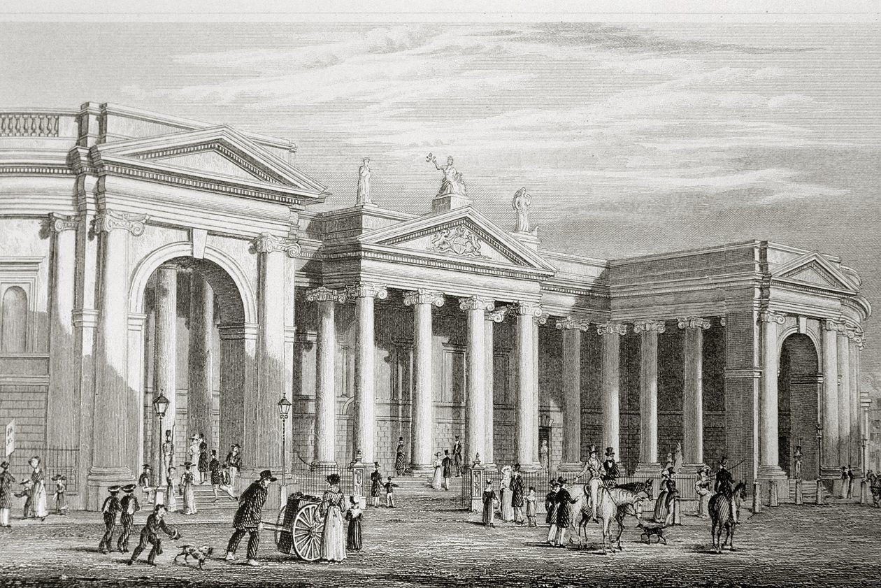 بنك أيرلندا ، دبلن ، الذي بني في عام 1729 ، من "مشهد وآثار أيرلندا" لجورج فيرت ، 1860s بواسطة وليام هنري بارتليت