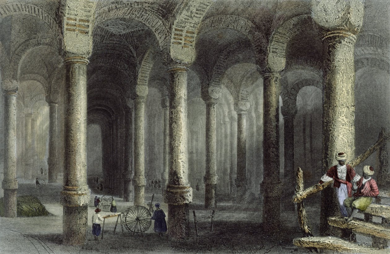 صهريج بن فيبر ديريج ، أو الألف شخص ، اسطنبول ، محفور من قبل ج. كارتر ، c.1850 (aquatint) بواسطة وليام هنري بارتليت
