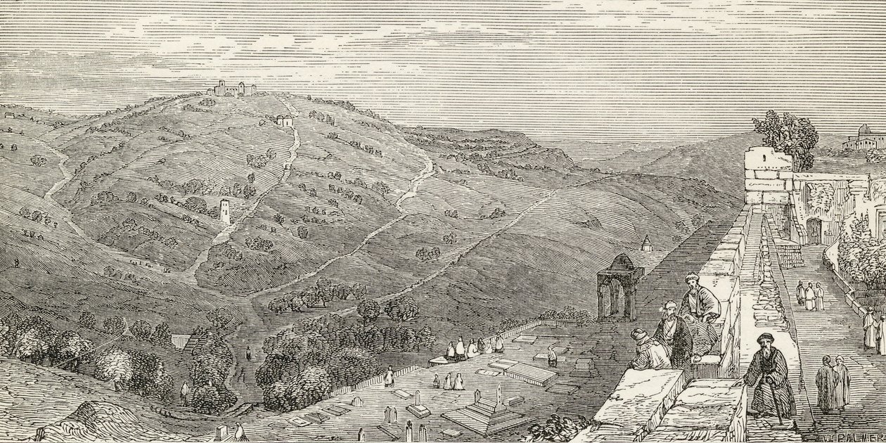 جبل الزيتون ، القدس ، من "قاموس الكتاب المقدس الإمبراطوري" ، نشره بلاكى أند سون ، 1880s بواسطة وليام هنري بارتليت