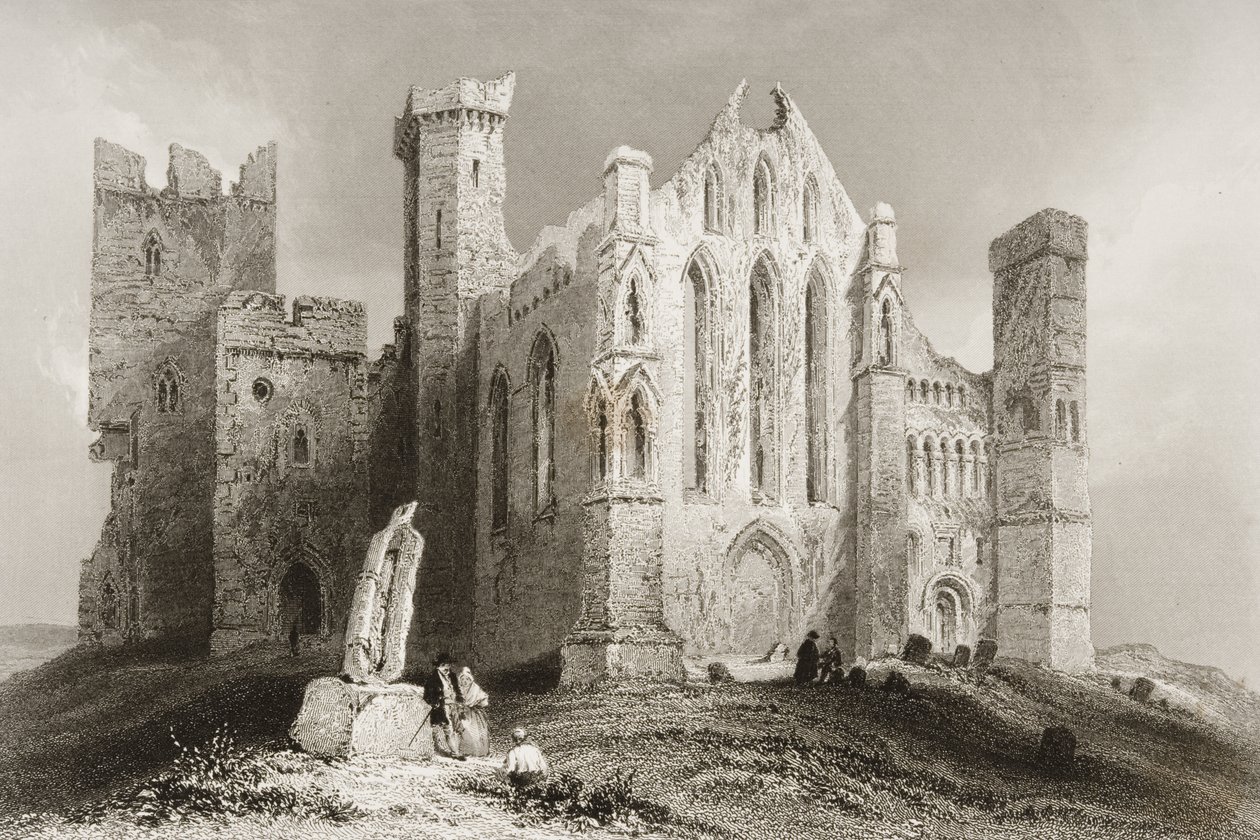 The Rock of Cashel ، County Tipperary ، Ireland ، from &39;Scenery and Antiquities of Ireland&39; by George Virtue، 1860s (engraving) بواسطة وليام هنري بارتليت