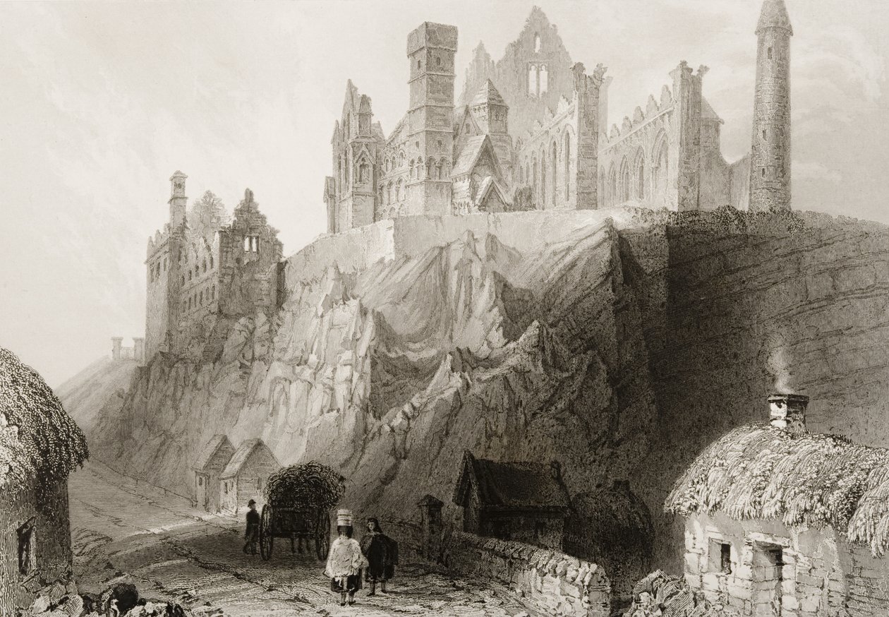 The Rock of Cashel ، County Tipperary ، Ireland ، from &39;Scenery and Antiquities of Ireland&39; by George Virtue، 1860s بواسطة وليام هنري بارتليت