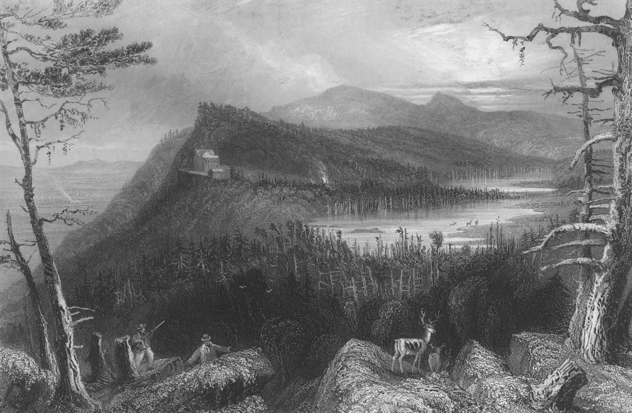 البحيرتان والبيت الجبلي على Catskills ، 1838 بواسطة وليام هنري بارتليت