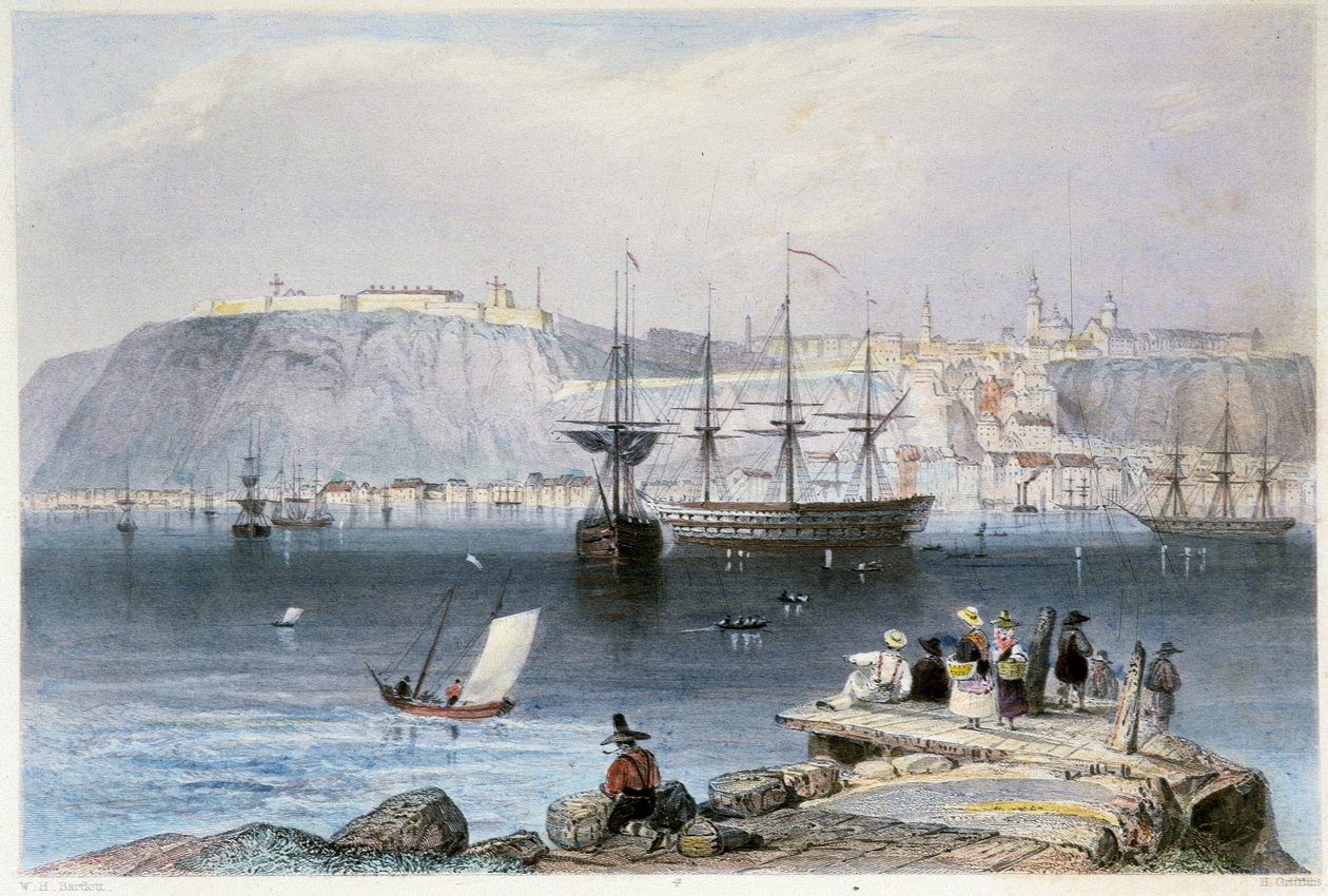 Vue de Québec et de son port (Canada) - in “” Canadian Scenary illustrated”” by William Henri Barlett, ed. George Virtue بواسطة وليام هنري بارتليت