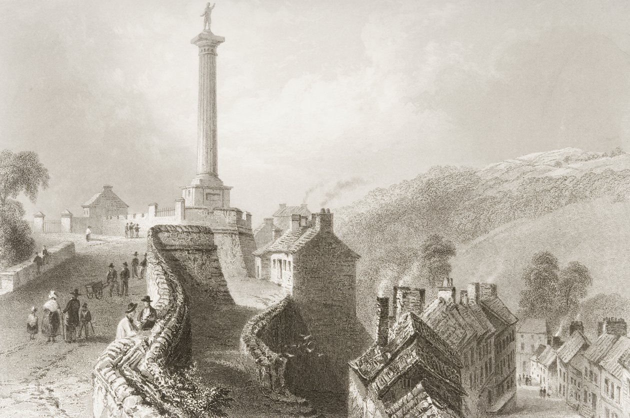 Walls and Walker Pillar، Londonderry، from &39;Scenery and Antiquities of Ireland&39; by George Virtue، 1860s بواسطة وليام هنري بارتليت