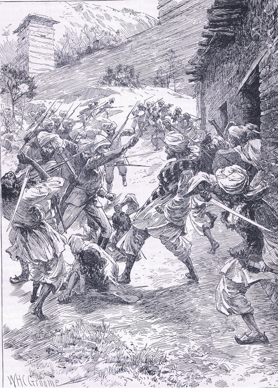 الملازم هارلي يقود الفرز من فورت شيترال ، التوضيح من كاسلز تاريخ إنجلترا ، 1900s بواسطة وليام هنري تشارلز جروم