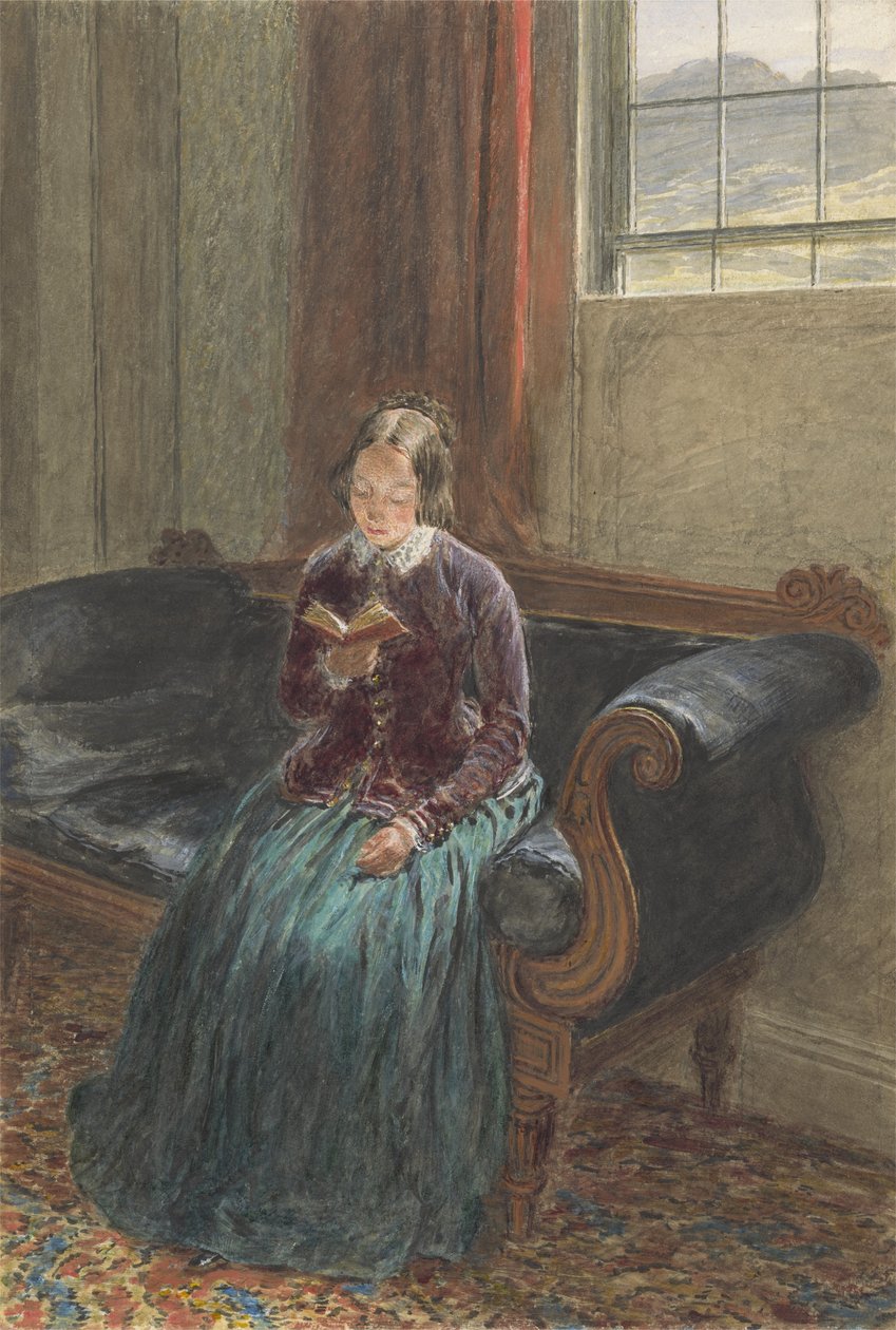 سيدة القراءة ، تسمى السيدة ويليام هانت ، c.1835 (الغواش و wc فوق الجرافيت على الورق) بواسطة وليام هنري هنت