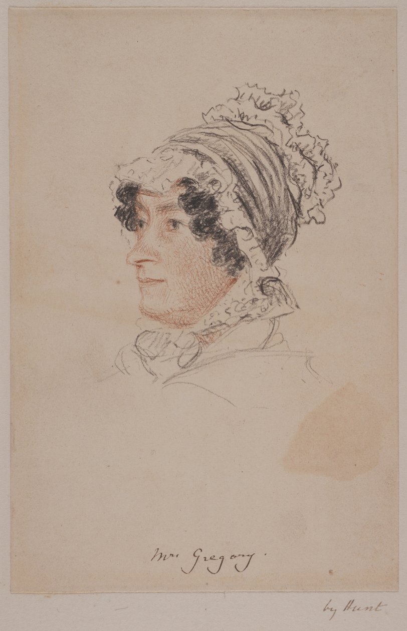 Mrs Hannah Gregory (red & grey chalk on paper) بواسطة وليام هنري هنت