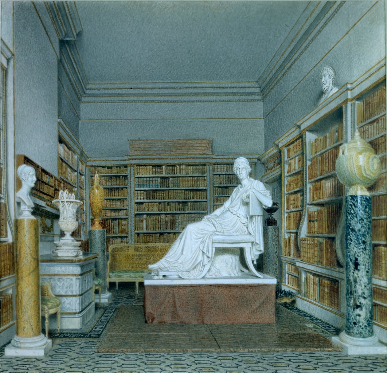 The Old Library, Chatsworth (watercolor on paper) بواسطة وليام هنري هنت
