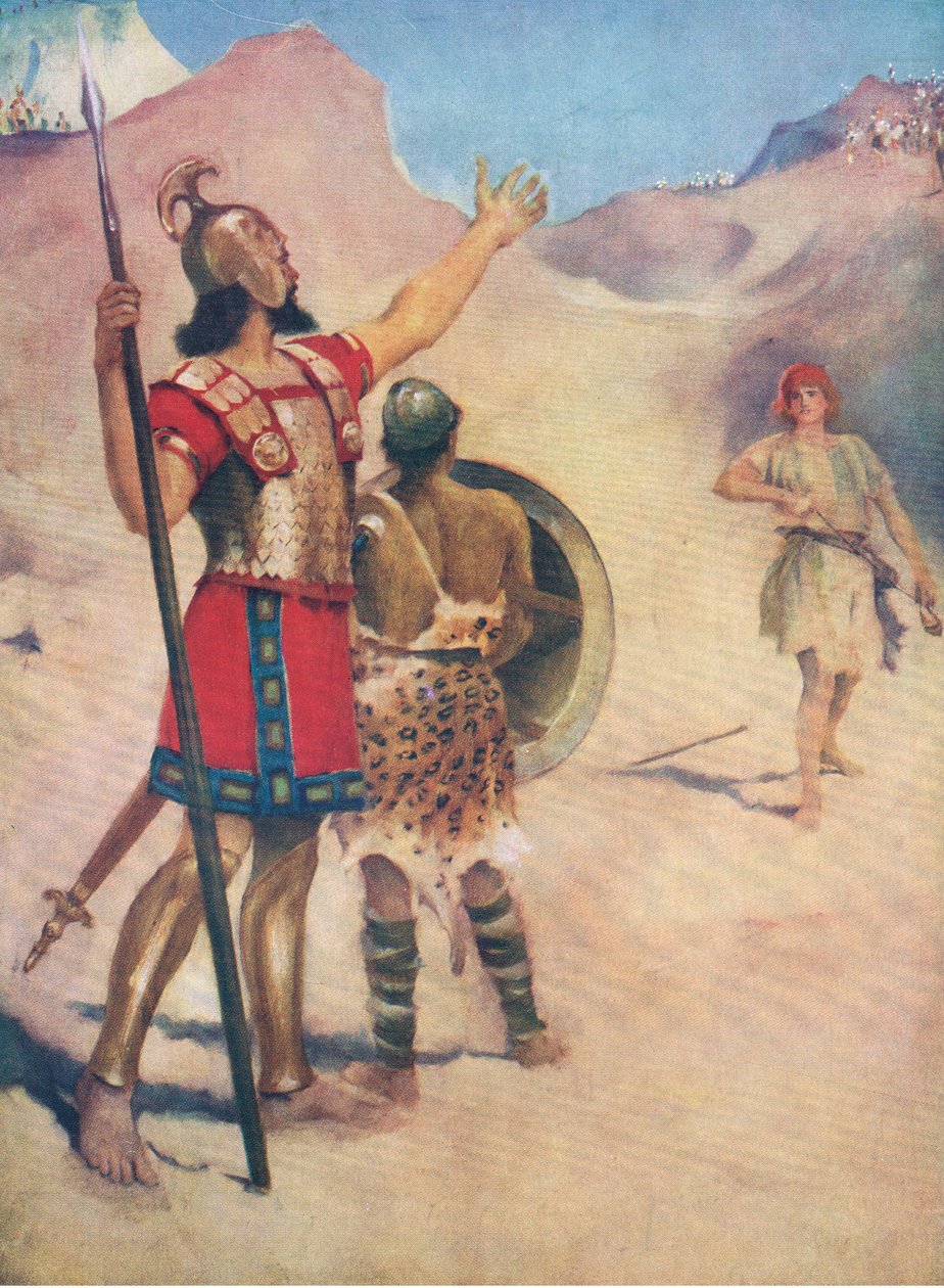 ديفيد وجالوت ، من كتاب مصور الكتاب المقدس الذي نشره توماس نيلسون ، ج 1950 بواسطة وليام هنري مارجيسون