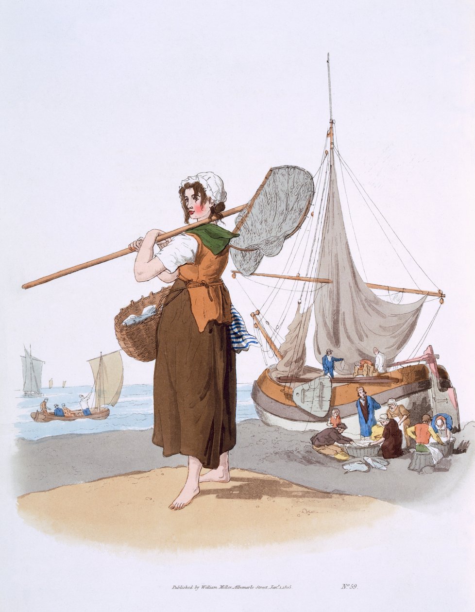 أنثى الجمبري ، من "زي بريطانيا العظمى" ، نشره ويليام ميللر ، 1805 بواسطة وليام هنري باين