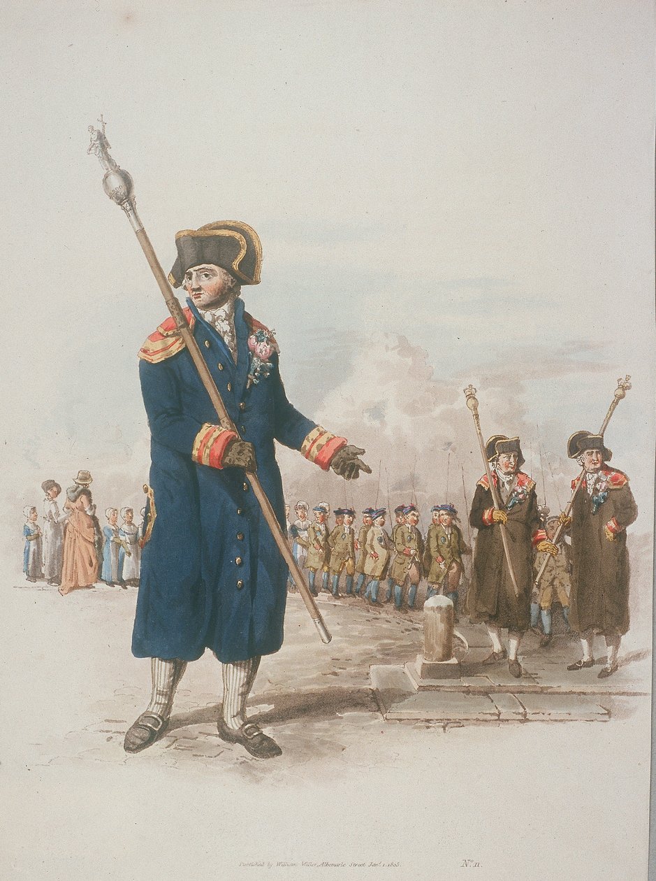 أبرشية Beadle في زي مدني تحمل عصا ، 1805 بواسطة وليام هنري باين
