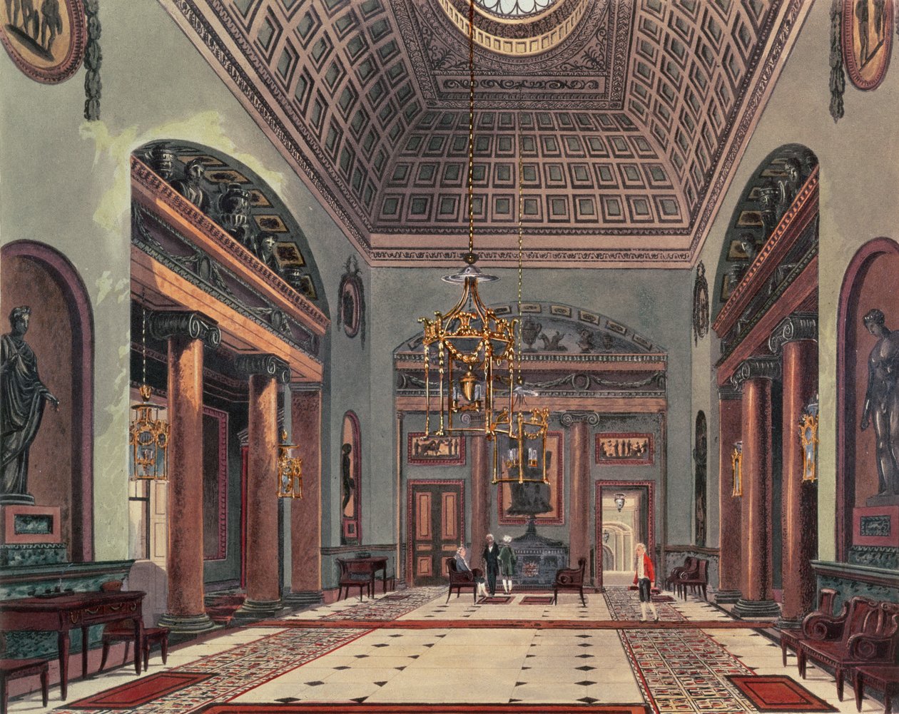 قاعة المدخل ، كارلتون هاوس من Pynes Royal Residences ، 1818 بواسطة وليام هنري باين