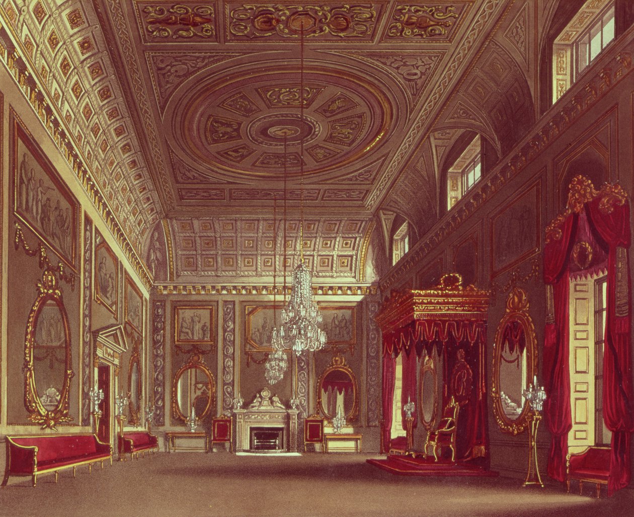 الصالون ، قصر باكنغهام من Pyne&39;s Royal Residences ، 1818 بواسطة وليام هنري باين