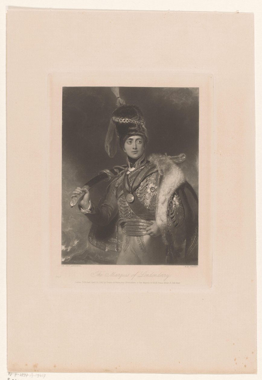 Portret van Charles William Vane gekleed als Charles William Stewart مركيز لندنديري (العنوان على الكائن) بواسطة وليام هنري سيمونز
