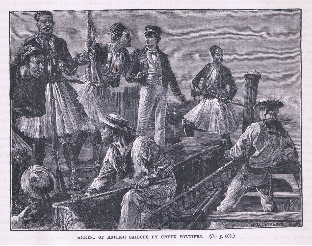 اعتقال البحارة البريطانيين من قبل الجنود اليونانيين عام 1850 م بواسطة وليام هيشام أوفرند