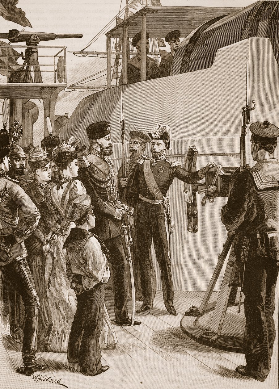 الأسطول الفرنسي في كرونشتات: زيارة القيصر ، 1891 ، رسم توضيحي من "تاريخ إنجلترا المصور لكاسل" (صورة بني داكن) بواسطة وليام هيشام أوفرند