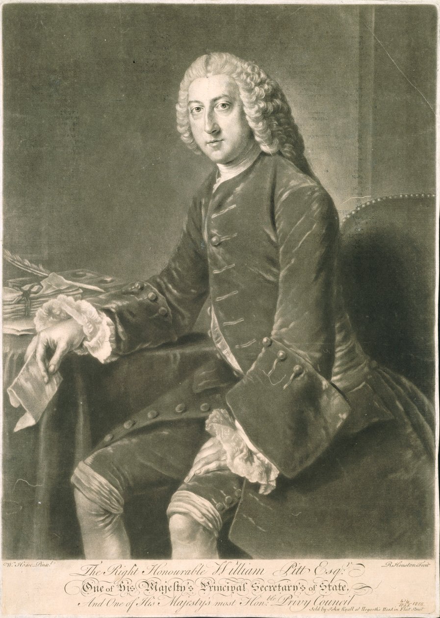 وليام بيت ، وزير الخارجية الرئيسي ، نقشه ريتشارد هيوستن (1721-1775) بواسطة وليام هور