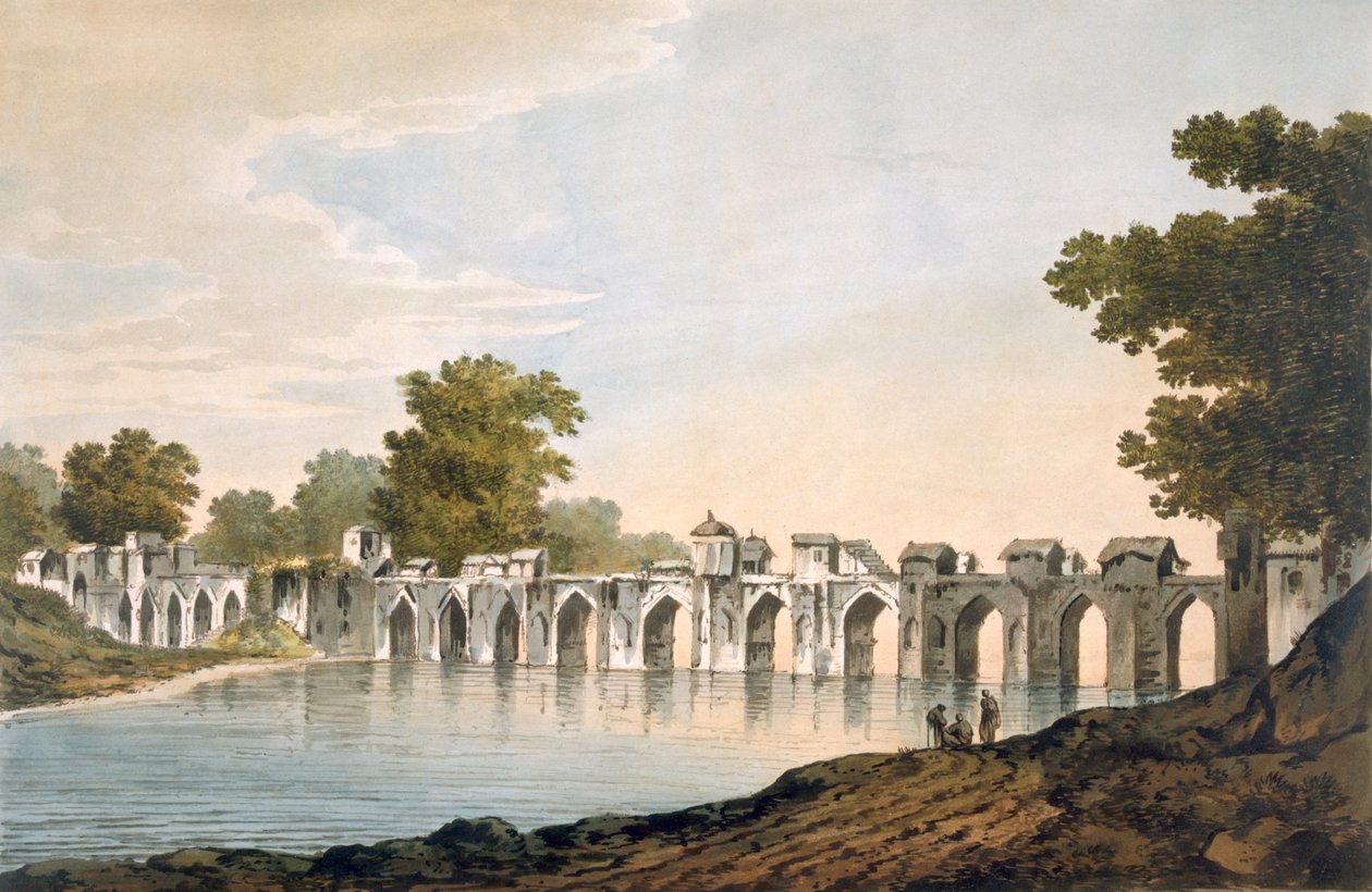 منظر للجسر في Ilionpoor فوق نهر Goomty ، حانة. 1785-88. بواسطة وليام هودجز