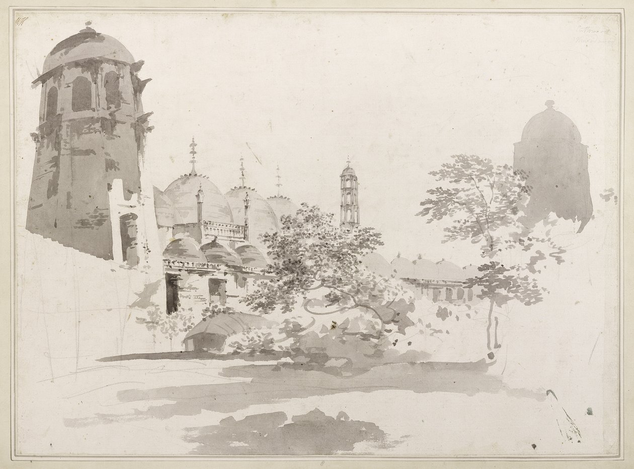 مشهد من الكتيرا بناه جافيير كاون في موريشيدباد ، c.1781 (غسيل رمادي وقلم رصاص على ورق) بواسطة وليام هودجز
