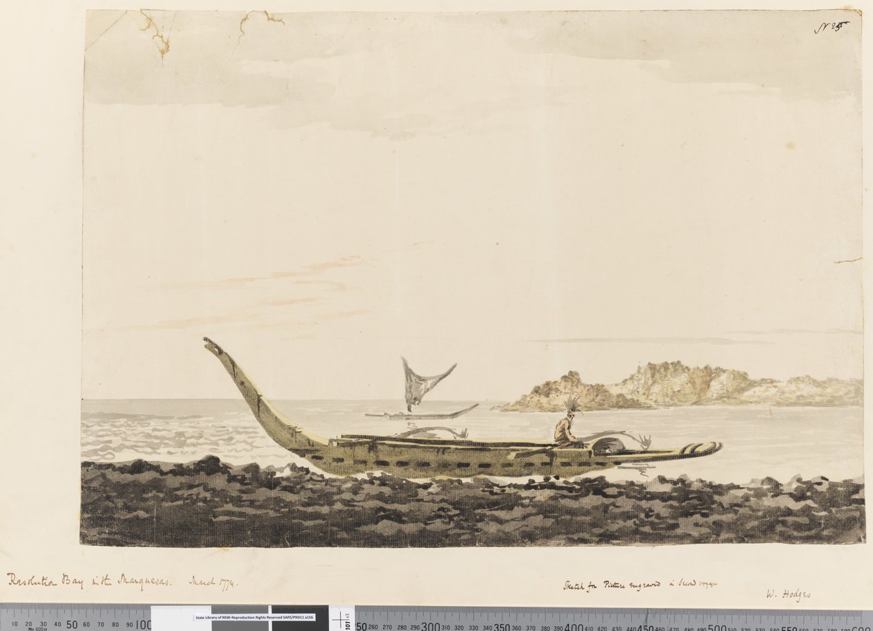 صفحة 25 خليج القرار في Marquesas. 1774 بواسطة وليام هودجز