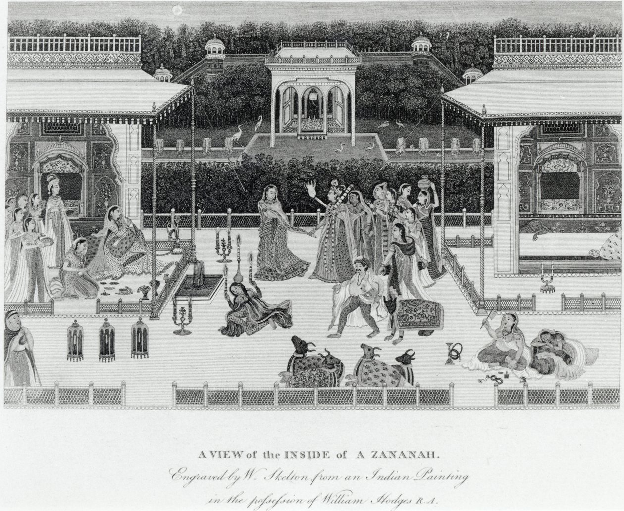 منظر من الداخل لزنانه ، محفور بواسطة ويليام سكيلتون (1763-1848) بواسطة وليام هودجز