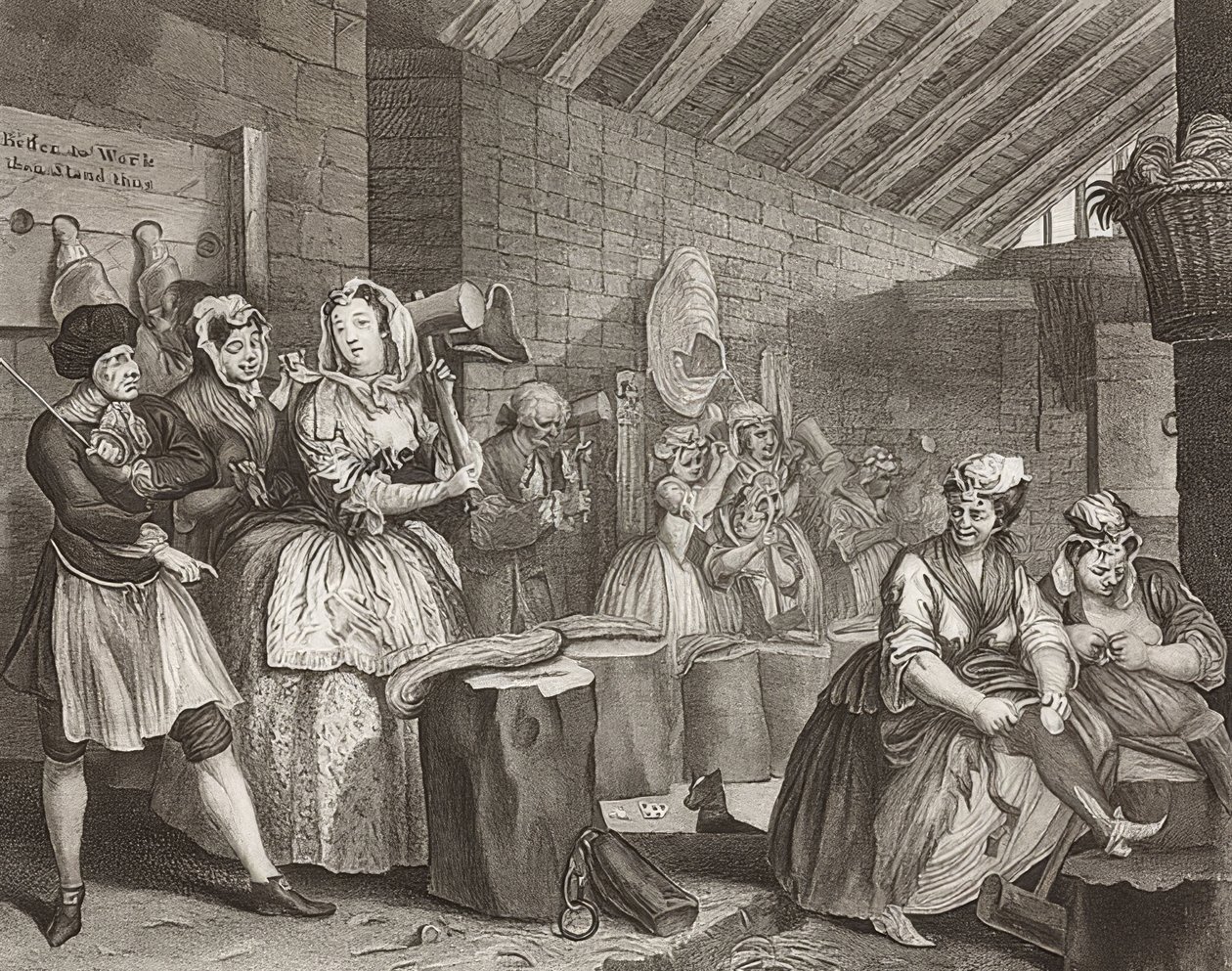 A Harlot؟ S Progress - The Way of a Whore، Sheet 4: Im Zuchthaus. 1732 بواسطة وليام هوغارث