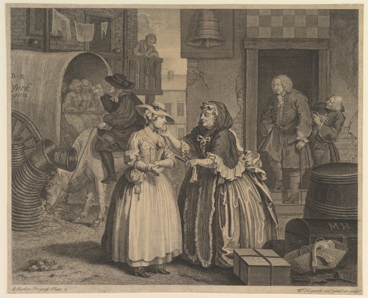 تقدم Harlots ، اللوحة 1 ، قبل أبريل 1732. بواسطة وليام هوغارث